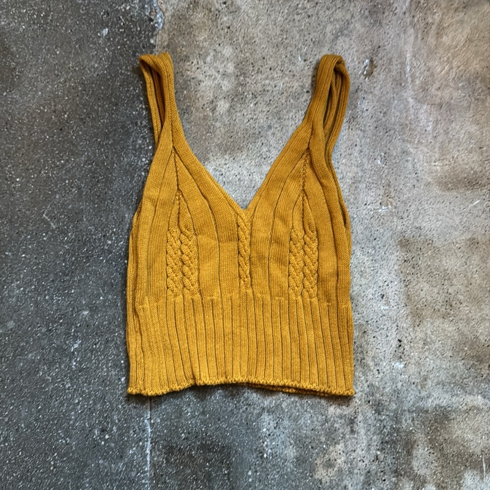 NIMA Knitted Ribbed Tank Top Mustard Yellow XS/S | Crochet Knit Summer